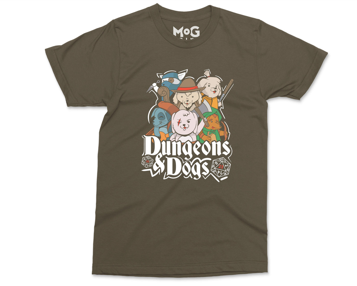 Dungeons and Dogs T-shirt DnD Gaming Geek D20 Puppy Lovers Gift Top