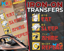 Eat Sleep Anime Repeat Iron-On Transfer Japanese Anime RPG Lover Gifts