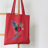 Flying Parrot Tote Watercolor Wildlife Canvas Gift Exotic Bird Lover