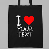 I Love Custom Text Tote Bag Personalised Purse Birthday Gift For Her