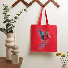 Flying Parrot Tote Watercolor Wildlife Canvas Gift Exotic Bird Lover