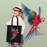 Flying Parrot Tote Watercolor Wildlife Canvas Gift Exotic Bird Lover