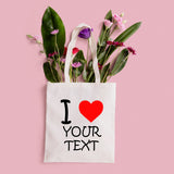 I Love Custom Text Tote Bag Personalised Purse Birthday Gift For Her