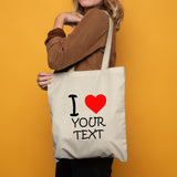 I Love Custom Text Tote Bag Personalised Purse Birthday Gift For Her