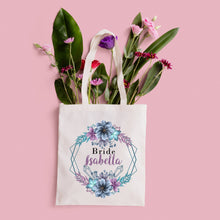 Personalised Wedding Tote Bag Floral Custom Name Bridesmaid Gift Purse