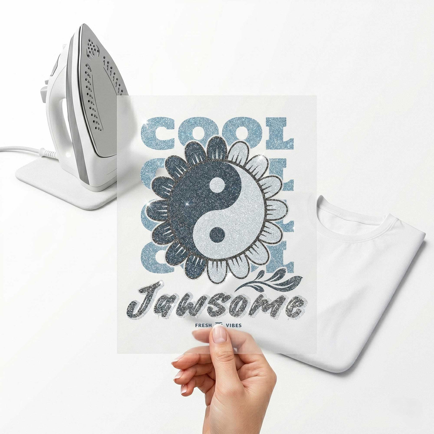 Glitter Iron On Transfers Sparkling DTF Heat Transfer for T-Shirts