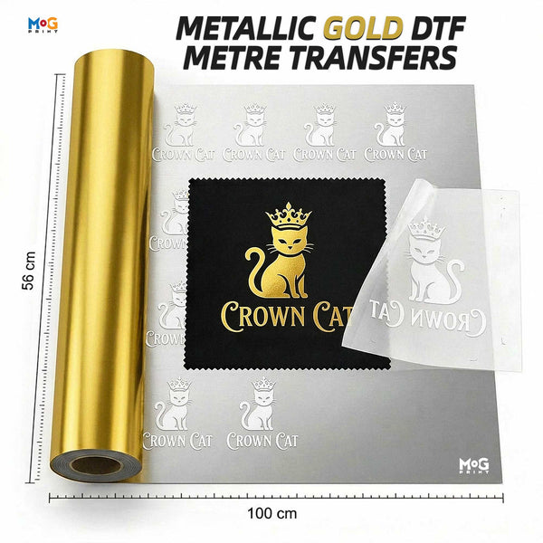 Personalised Metallic Gold DTF Metre Gang Sheets Cold Peel Transfers