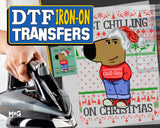 Chilling on Christmas Iron on Transfer for T-shirt Chill Guy Xmas Gift