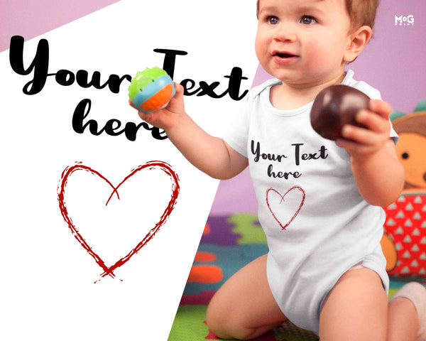 Cute Custom Text Heart Graphic Baby Bodysuit Personalised Newborn Romper Gift