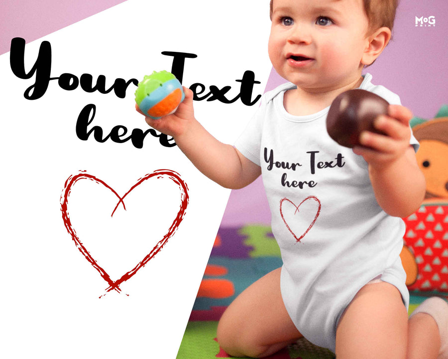 Cute Custom Text Heart Graphic Baby Bodysuit Personalised Newborn Romper Gift