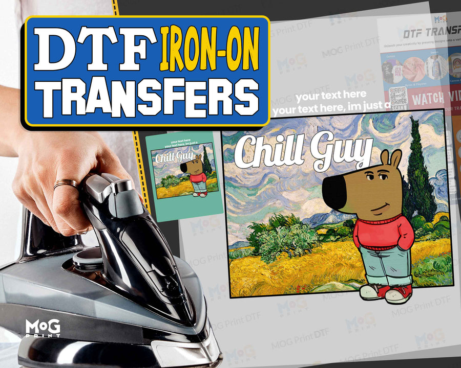 Chill Guy Personalised Text Iron on Transfer for T-shirt Viral Dog Meme Sticker