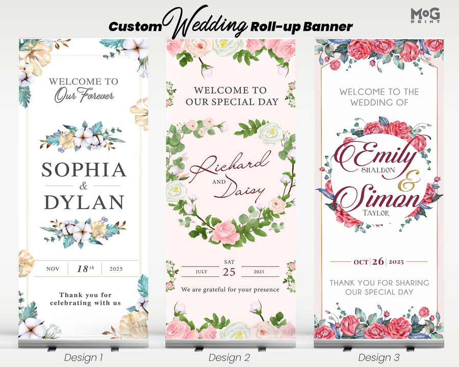 Personalised Text Photo Wedding Retractable Exhibition Roll-up Banner