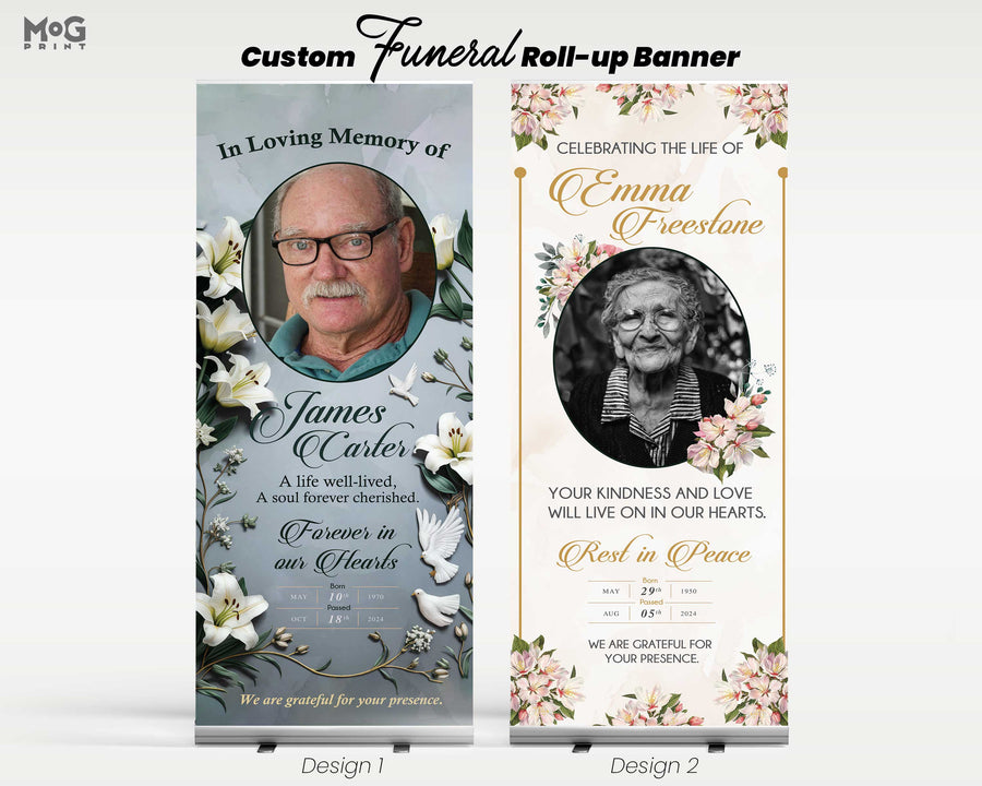 Personalised Name Memorial Service Funeral Roll-up Banner Stand
