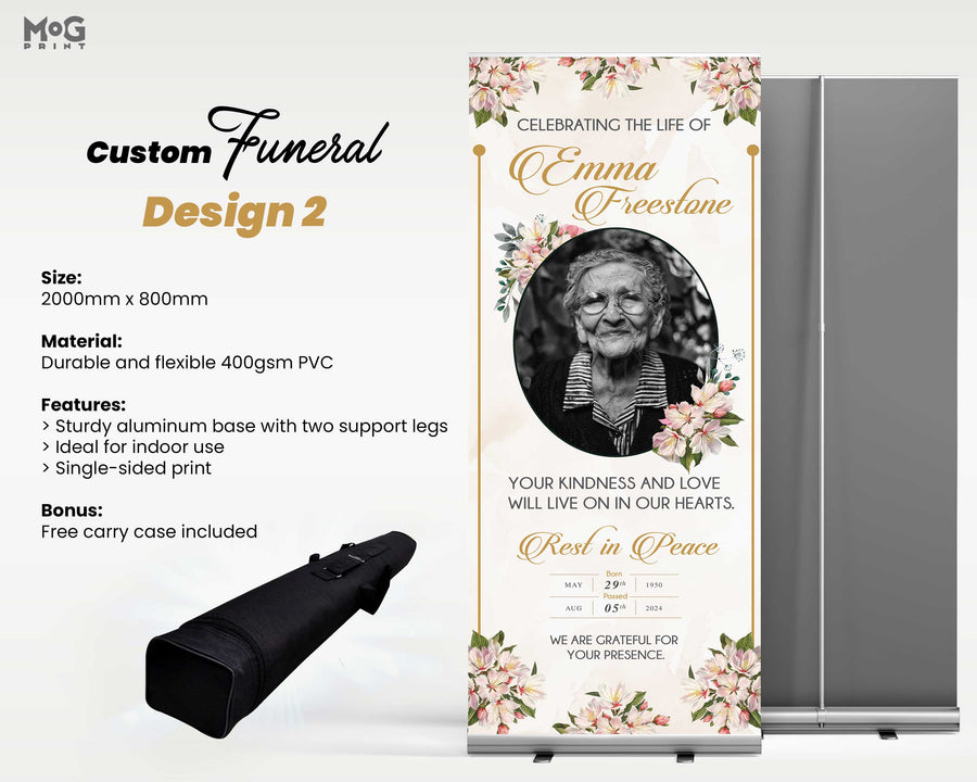 Personalised Name Memorial Service Funeral Roll-up Banner Stand