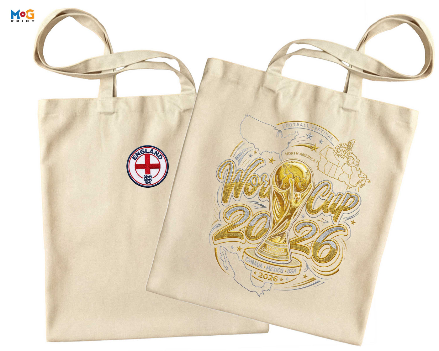 Custom World Country Flag Canvas Tote Football Cup 2026 Shopping Bag