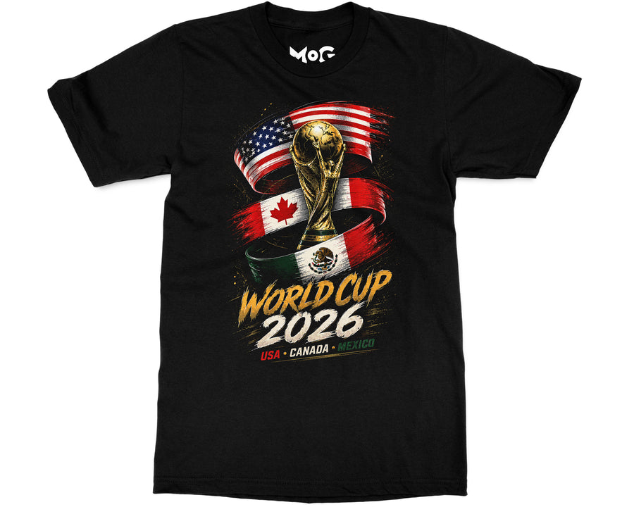 Football Trophy World Cup 2026 T-shirt USA Canada Mexico Flags Shirt
