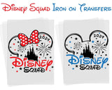 Disney Squad Iron on Transfers for T-shirts Garments, Disney World Mickey & Minnie Prints, Disneyland Family Holiday Matching Shirts