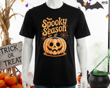 Spooky Halloween Season Tee, Happy Pumpkin Face Shirt, Unisex Scary Fall Outfit, Funny Kids Adults Costume Tee for Parties & Trick-or-Treat