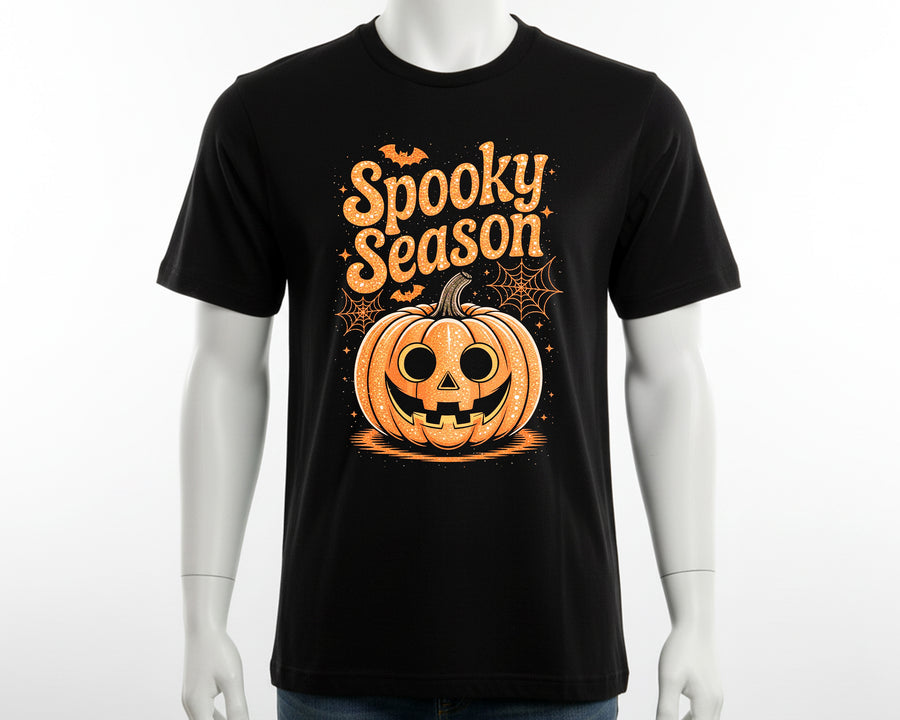 Spooky Halloween Season Tee, Happy Pumpkin Face Shirt, Unisex Scary Fall Outfit, Funny Kids Adults Costume Tee for Parties & Trick-or-Treat