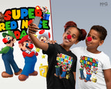 Super Mario Red Nose Day 2026 T-shirt Gamer Parents Kids Costume Top