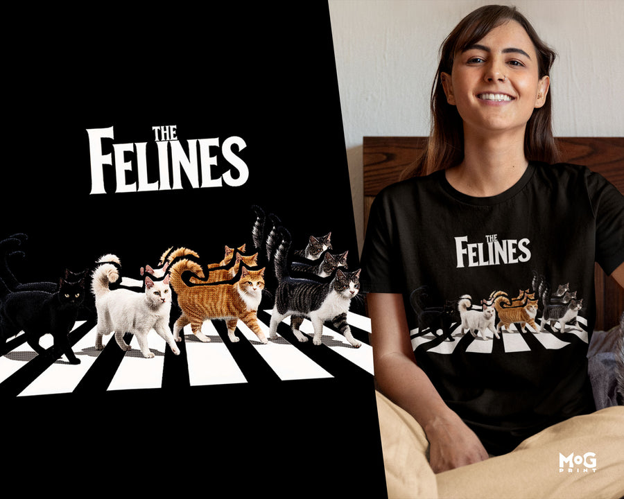 The Felines T-shirt Music Band Parody Shirt Gift Tee for Music Lovers