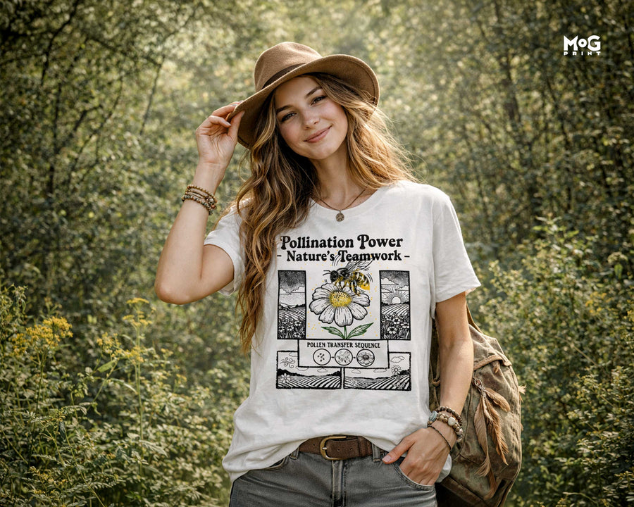 Pollinator Bee Wildflower Garden T-shirt Botanical Nature Lovers Tee