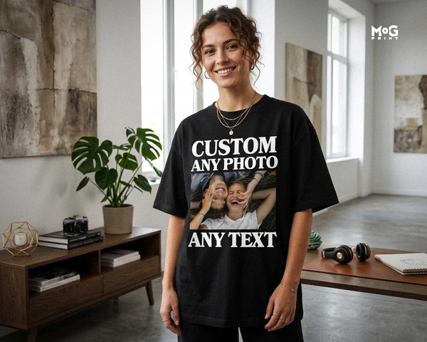 Personalised Retro Photo Oversized T-shirt Custom Portrait Unisex Tee