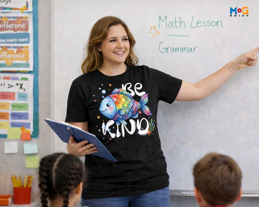 Be Kind Rainbow Fish T-shirt Teacher Student Tee Inspirational Gifts