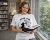 Defend Your Local Library Cat T-shirt Funny Librarian Bookwork Gifts