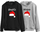 Family Matching Christmas Hoodie, Personalised Name Xmas Hoody, Santa Hat Jumper