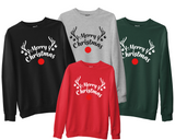 Red Nose Reindeer Sweatshirt Merry Christmas Jumper Santa Rudolph Face Xmas Top