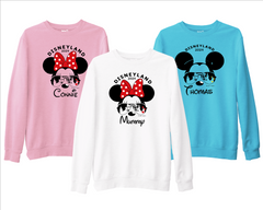 Custom Disneyland Sweatshirt Personalised Name Mickey Minnie Mouse Disney Paris  Holiday Matching Jumpers