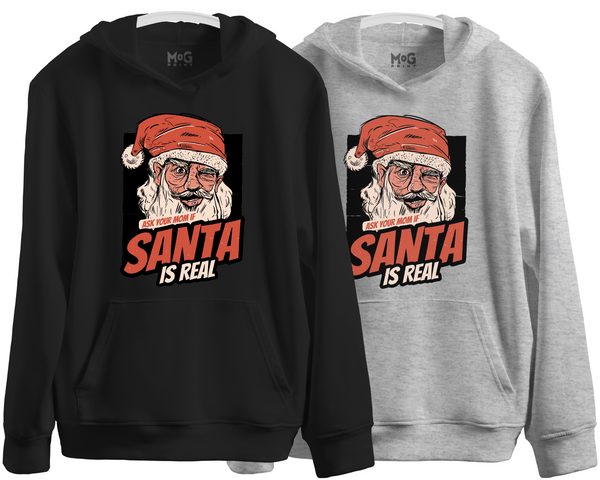 Adult Christmas Joke Hoodie | Funny Santa is Real Hoody Xmas Party Gifts for Men