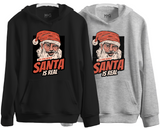 Adult Christmas Joke Hoodie Funny Santa is Real Hoody Xmas Party Gifts for Men