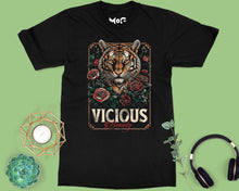 Floral Halftone Tiger T-shirt Vicious Beauty Tee Majestic Wild Cat Top