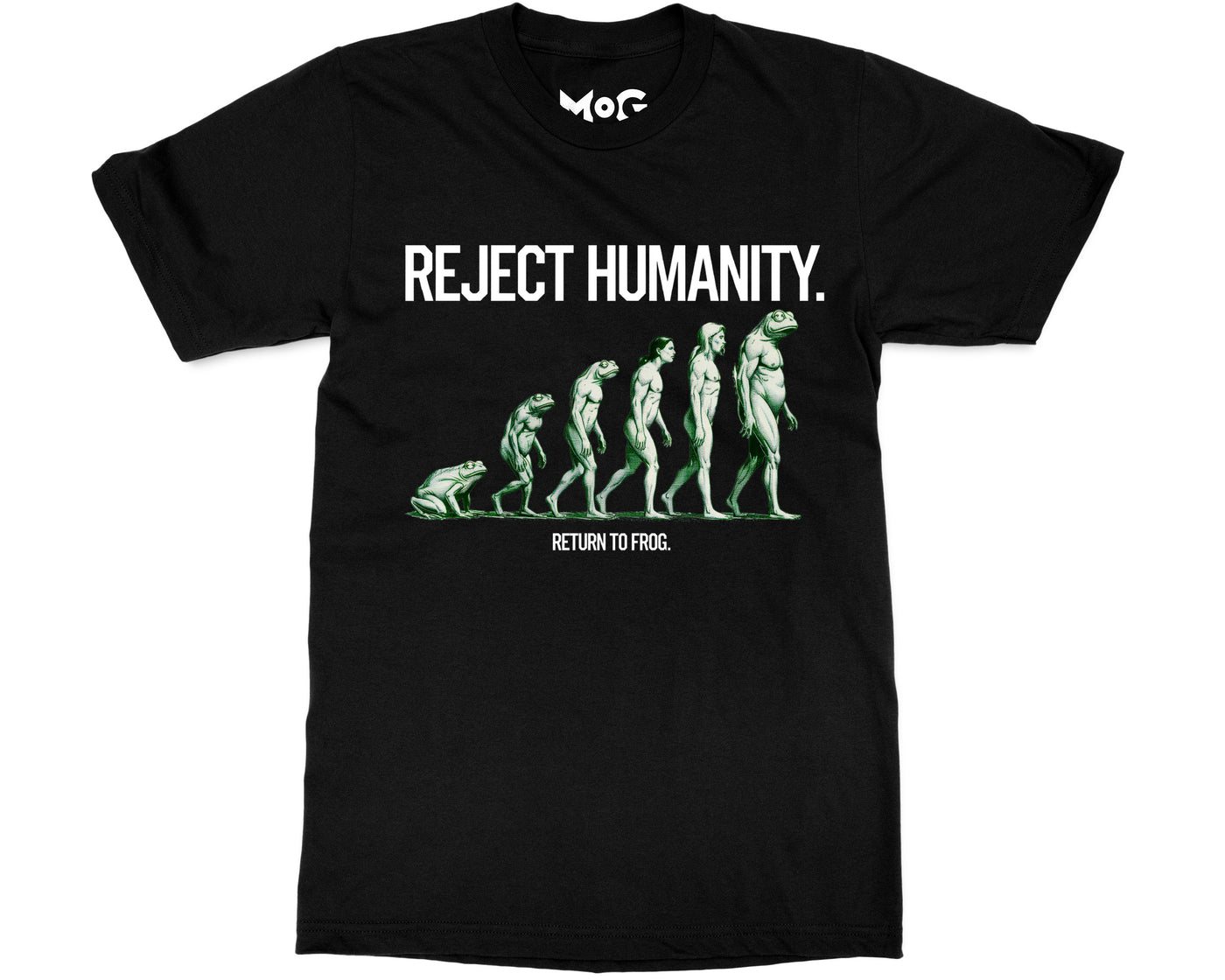 Reject Humanity Joke T-shirt Funny Frog Evolution Meme Nature Gift Tee