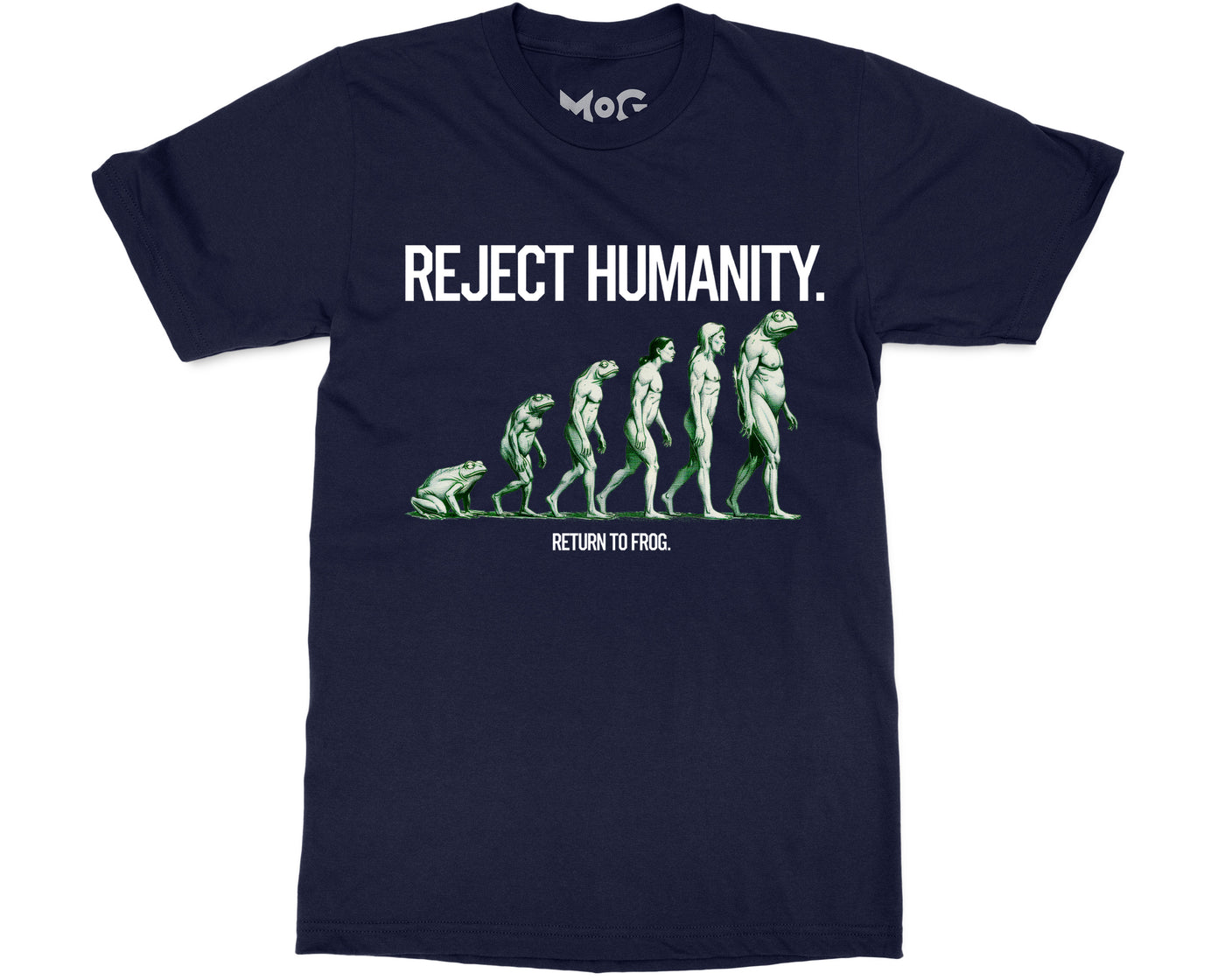 Reject Humanity Joke T-shirt Funny Frog Evolution Meme Nature Gift Tee