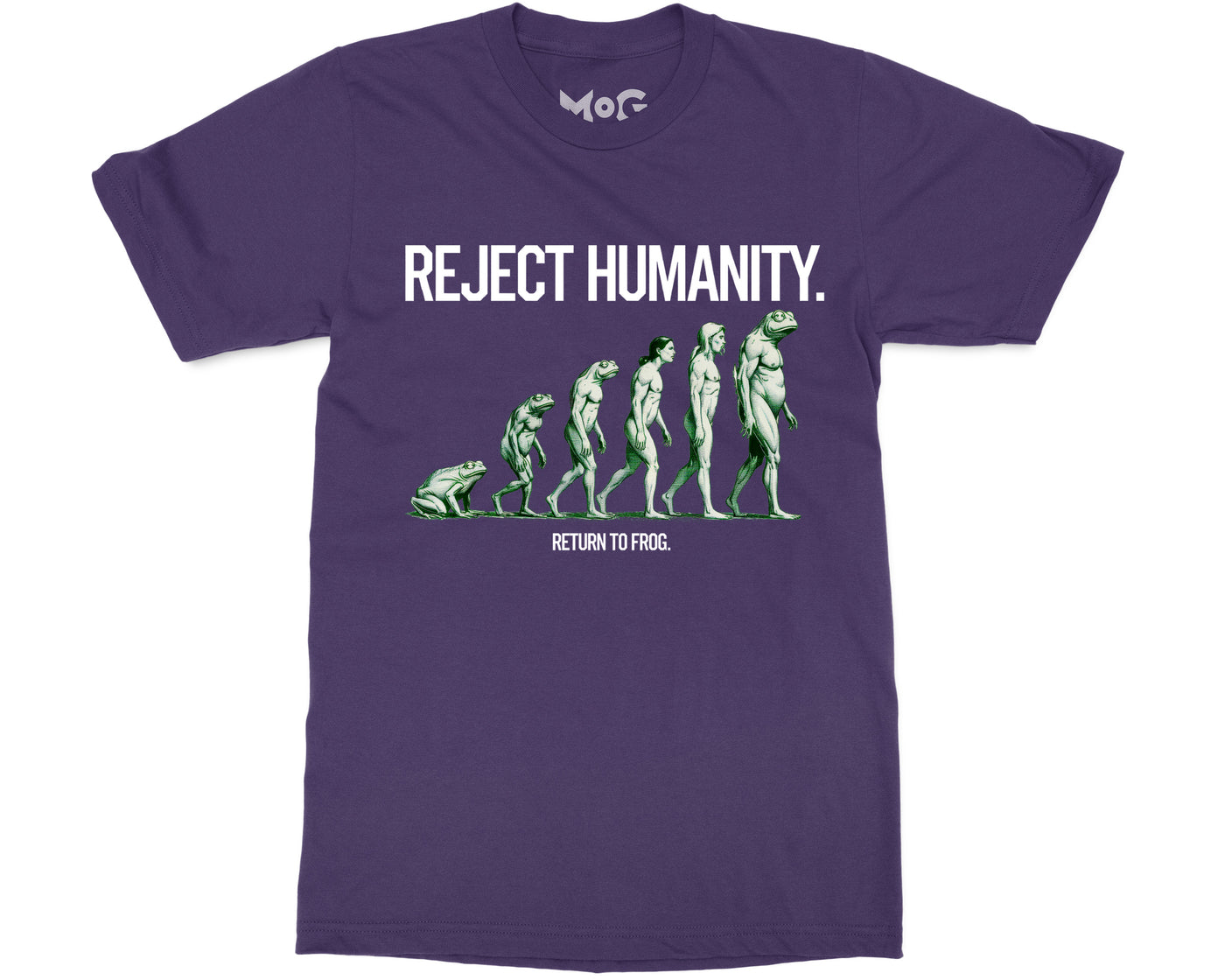 Reject Humanity Joke T-shirt Funny Frog Evolution Meme Nature Gift Tee