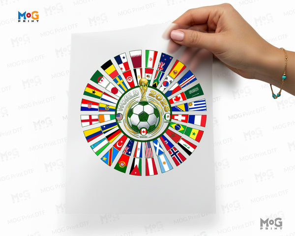 World 2026 Cup Iron on Transfers USA Canada Mexico Flags Football DTF