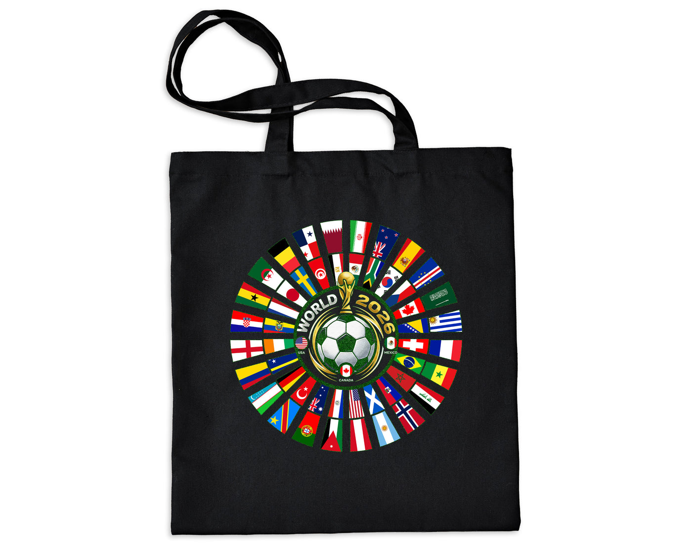 Football Cup Tote USA Canada Mexico Flags World Soccer Fan Canvas Bag