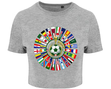 World 2026 Cup Crop Top USA Canada Mexico Flags Football Women's Tee
