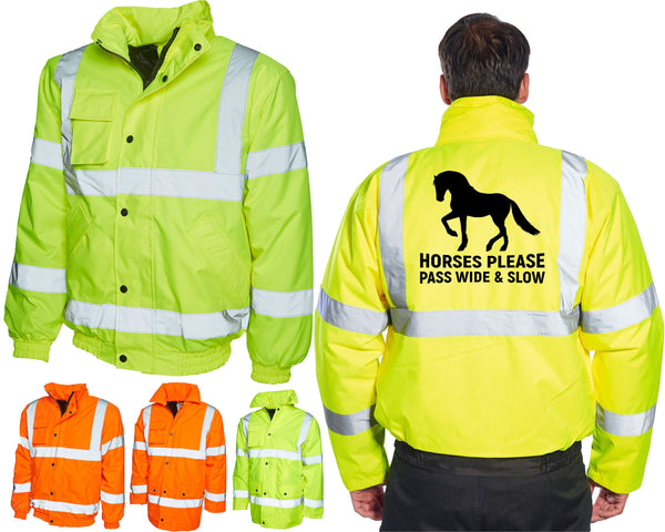 Horse Riding Hi Vis Viz Bomber Jacket Mounted Horses Jockey Coat Reflective Reflective Jacket High Visibility Fleece Work Coat Waterproof