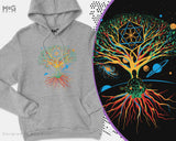 Meditation Zen Tree of Life Hoodie, Mandala Meditating Universe Jumper Yoga Spiritual Psychedelic Buddhist Mystical Cosmic Colorful Hoody