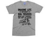 Funny Trucker T Shirt , Imagine Life without Big Trucks , HGV Driver Tee , Mens Truck Top , HGV Driver Funny Tee , Gift for Him