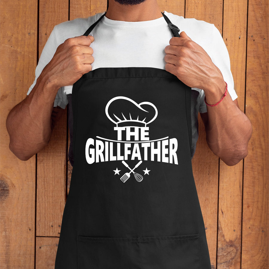 THE GrillFather Funny Apron For Men, Funny Aprons for Men, BBQ Grill Gift, Gifts for Men/Him, Dad Cooking Gift, Apron With Pockets