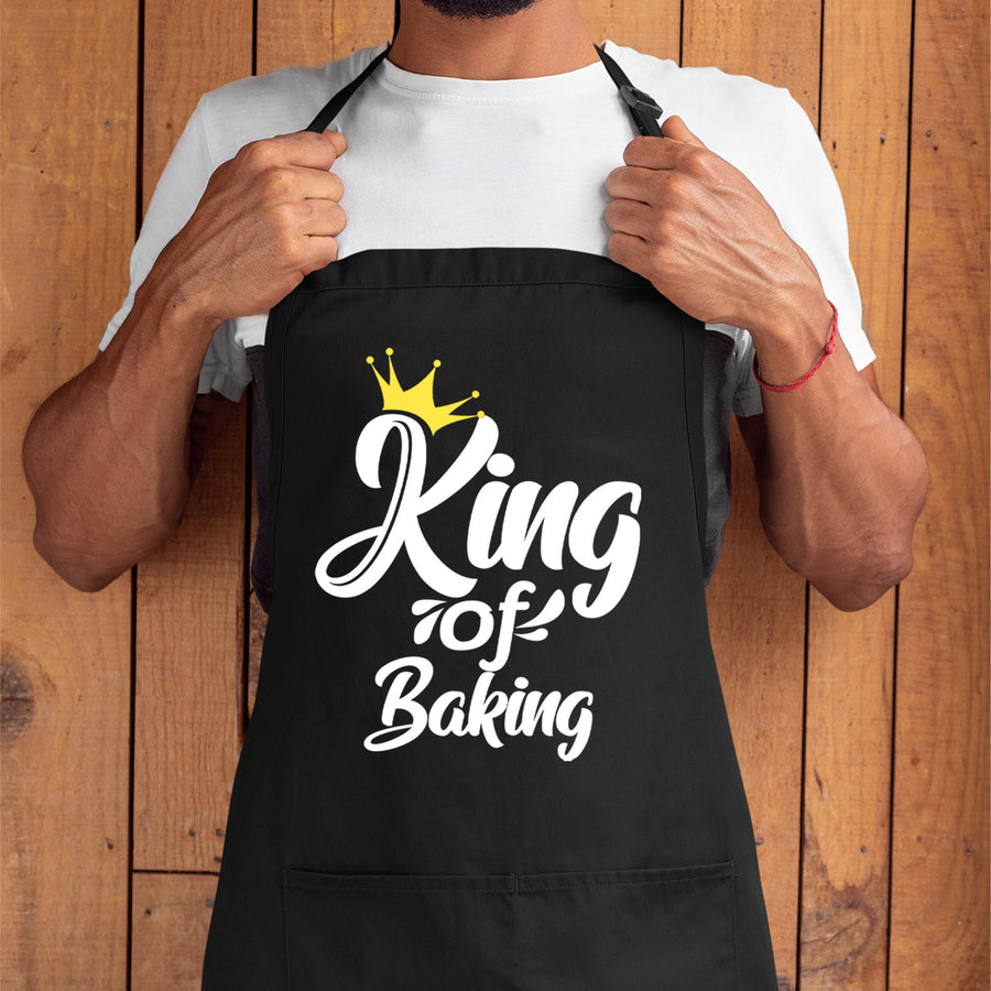 King of Baking Apron, Funny Men's Apron, Baking & Catering Apron with Pockets, Dad Chef Apron, Apron for Men, Kitchen Cooking Gifts Men's