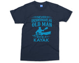 Men's Funny Kayaking T-shirt, Kayaking Gifts, Old Man Kayak, Kayak Racing Sport Boat Rowing Dad Grandad Birthday Shirt, Father's Day Tee