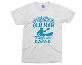 Men's Funny Kayaking T-shirt, Kayaking Gifts, Old Man Kayak, Kayak Racing Sport Boat Rowing Dad Grandad Birthday Shirt, Father's Day Tee