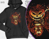 Pumpkin HellFire Halloween Hoody Inferno Freaky Pumpkin Head Halloween Costume Gift Cool Scary Horror Halloween Party Outfit Hoodie Gift