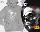 Ghost Dream Halloween Skull Hoody, Spirit Scary Halloween Spooky Dark Skull Hoodie Satanic Evil Scary Horror Dream Death Unisex Hooded Top